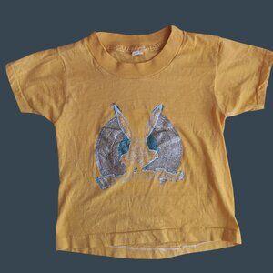 Vintage 1970's Boys 5 T-shirt TRASHED BUGS BUNNY ULTRA THIN YELLOW T-shirt